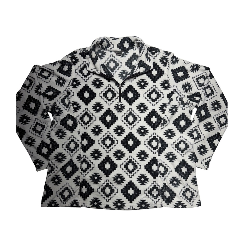 Eddie Bauer Women 2XL Fleece Pullover Quarter Zip Geometric Southwest Pattern